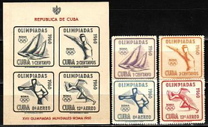 Куба, 1960, Олимпиада в Риме, 4 марки+ блок